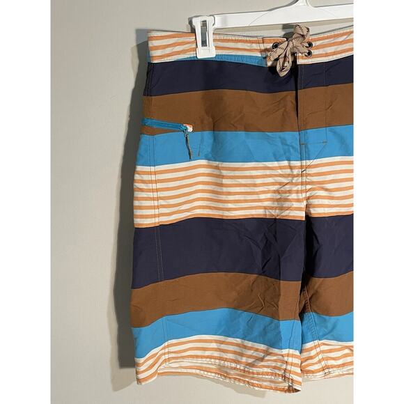 PATAGONIA Men's Size 36 Board Swim Shorts Striped Drawstring Pockets - Picture 2 of 11